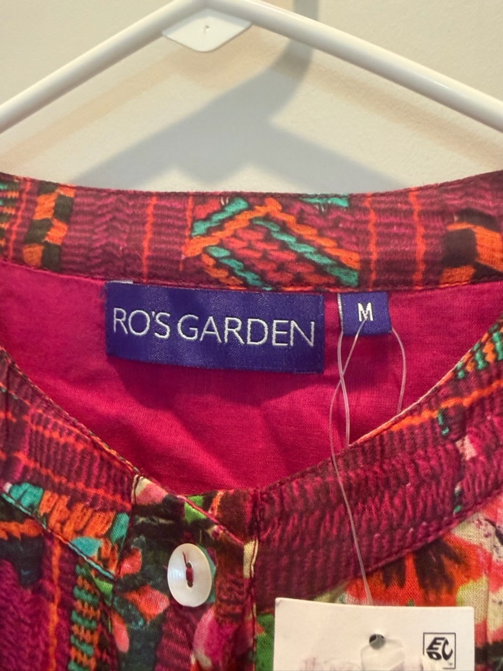 Ro’s Garden Printed Bordeaux Floral Midi Dress with Puff Sleeves Tie Waist - Picture 3 of 5